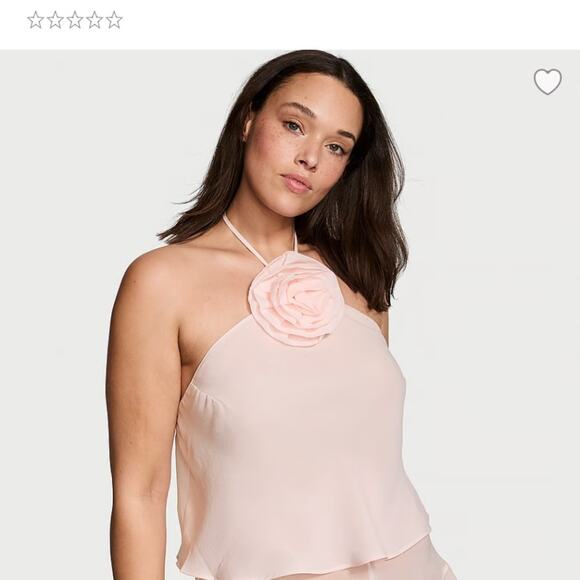 Victoria's Secret Blush Pink Chiffon Rosette Halter Cami XXL NWT - Picture 1 of 7